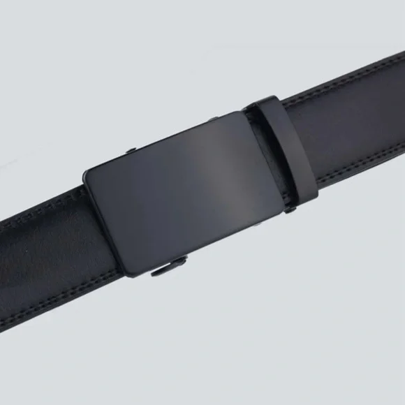 1pc Matte Black Square Automatic Buckle Belt - Picture 3 of 3